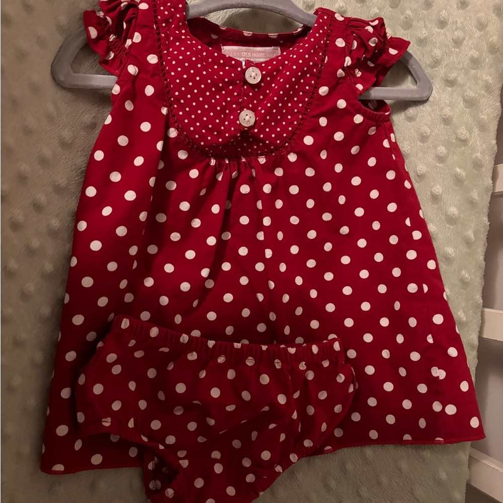 Old Navy 0-3 month Polka Dot Red Dress Set with bloomers
